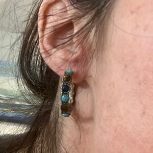 Chaps Blue and Brown Dangle Earrings Modern Design